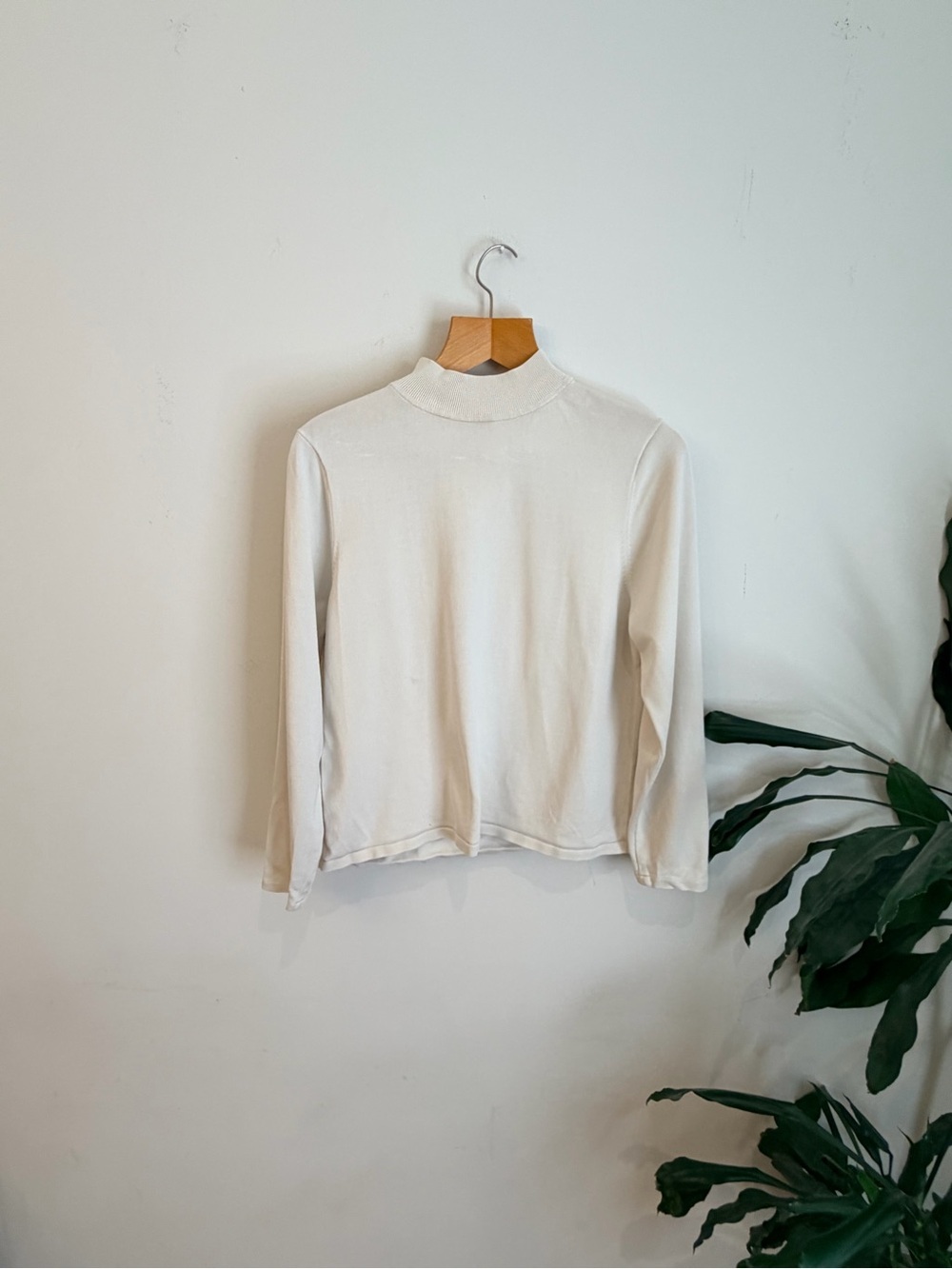 Pendleton mock neck silk mix cream shirt